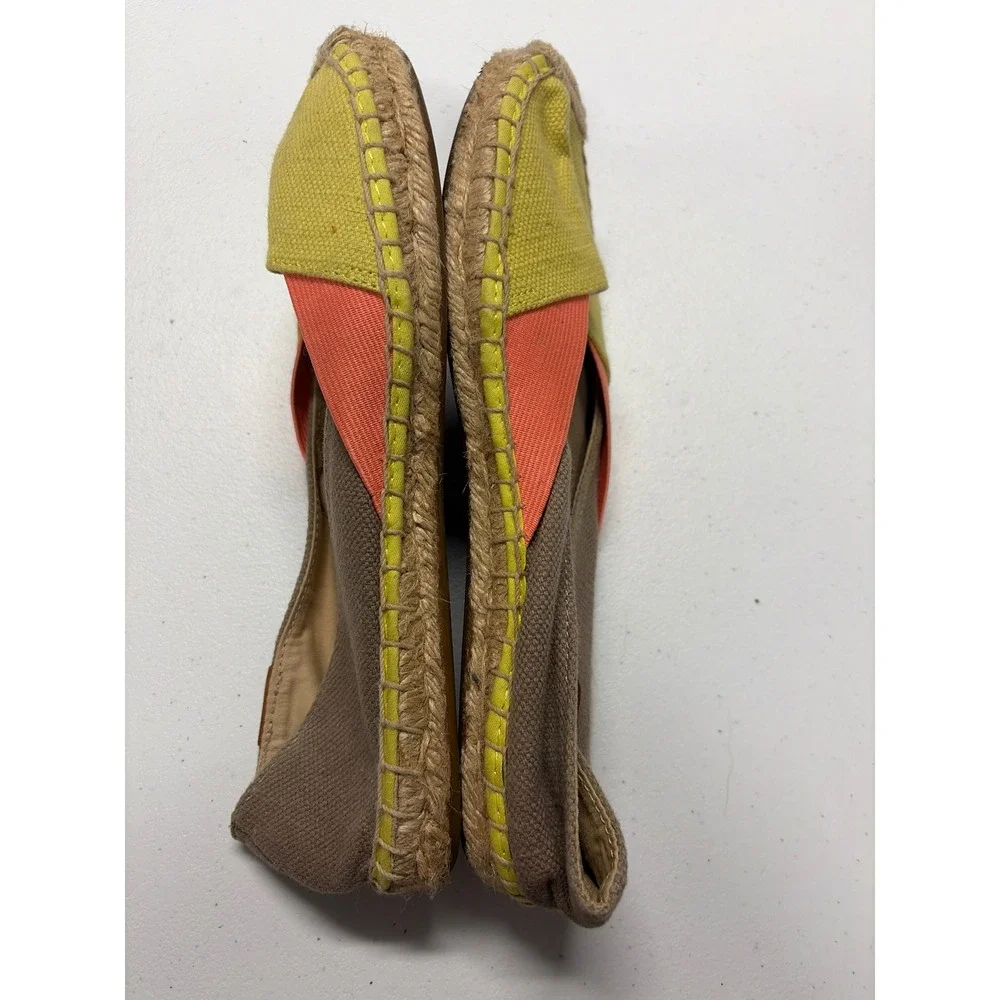Sperry Top-Sider Katama Colorblock Canvas Espadrille Flats Yellow Coral Taupe 8